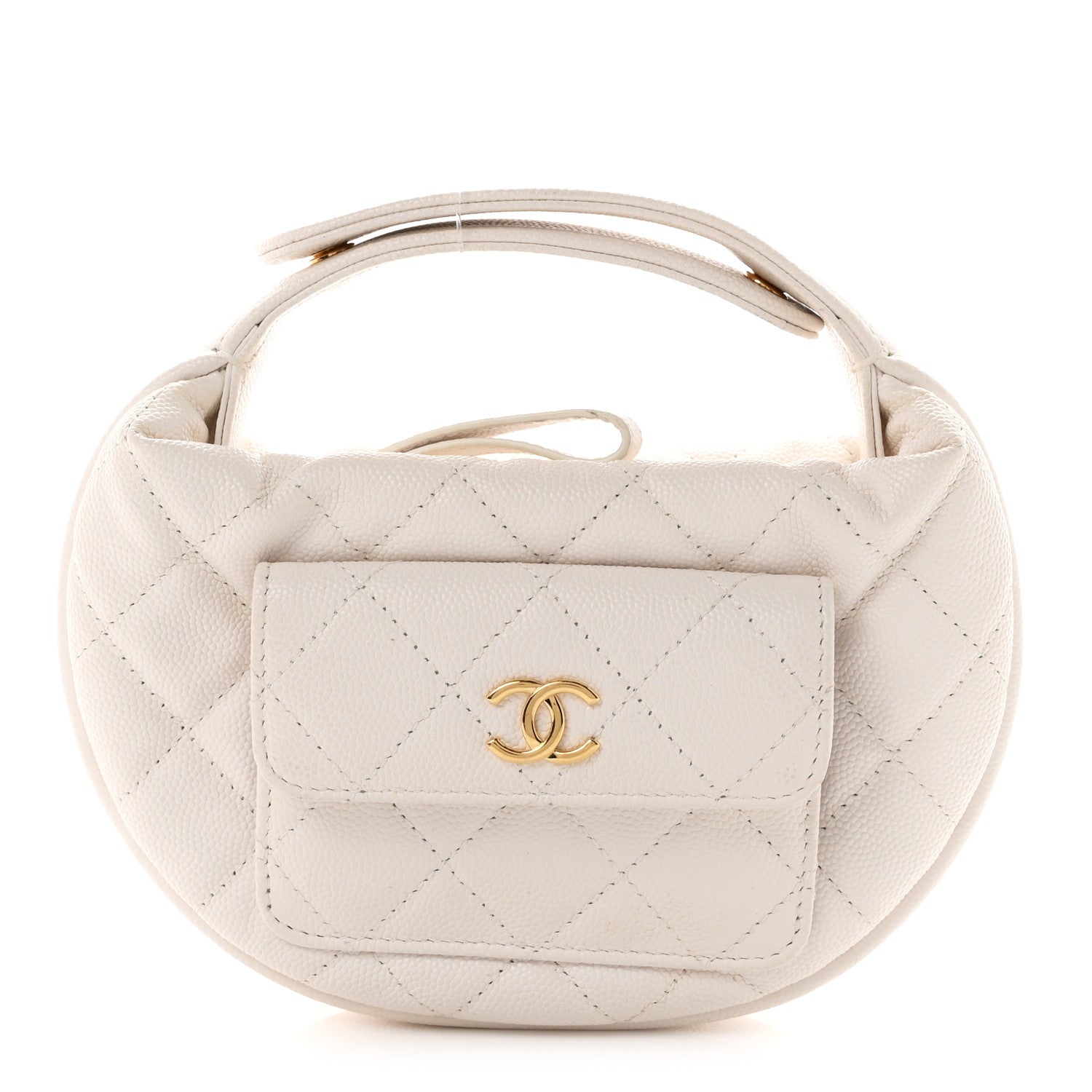 Caviar Quilted Polly Pocket Pouch Hobo White