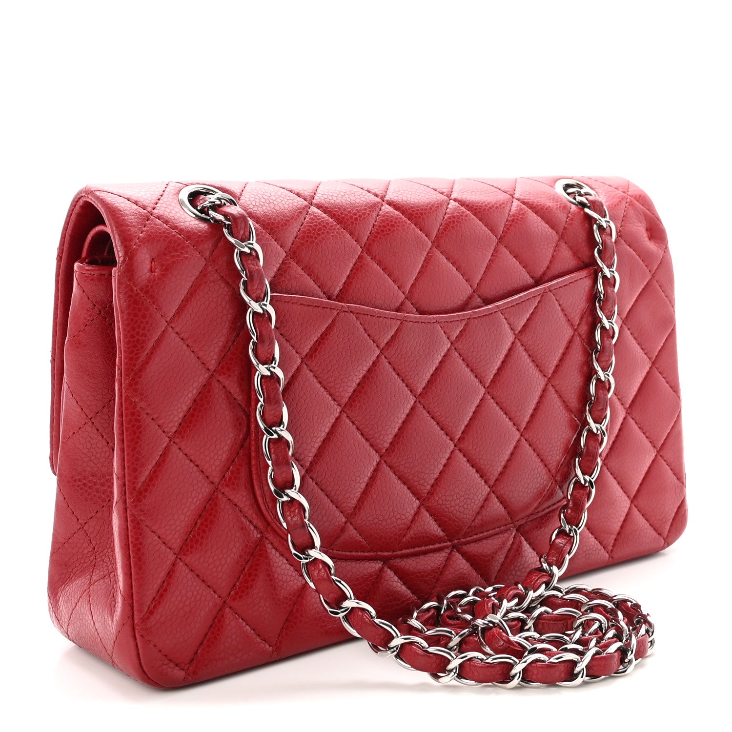 Caviar Quilted Medium Double Flap Red — view 3