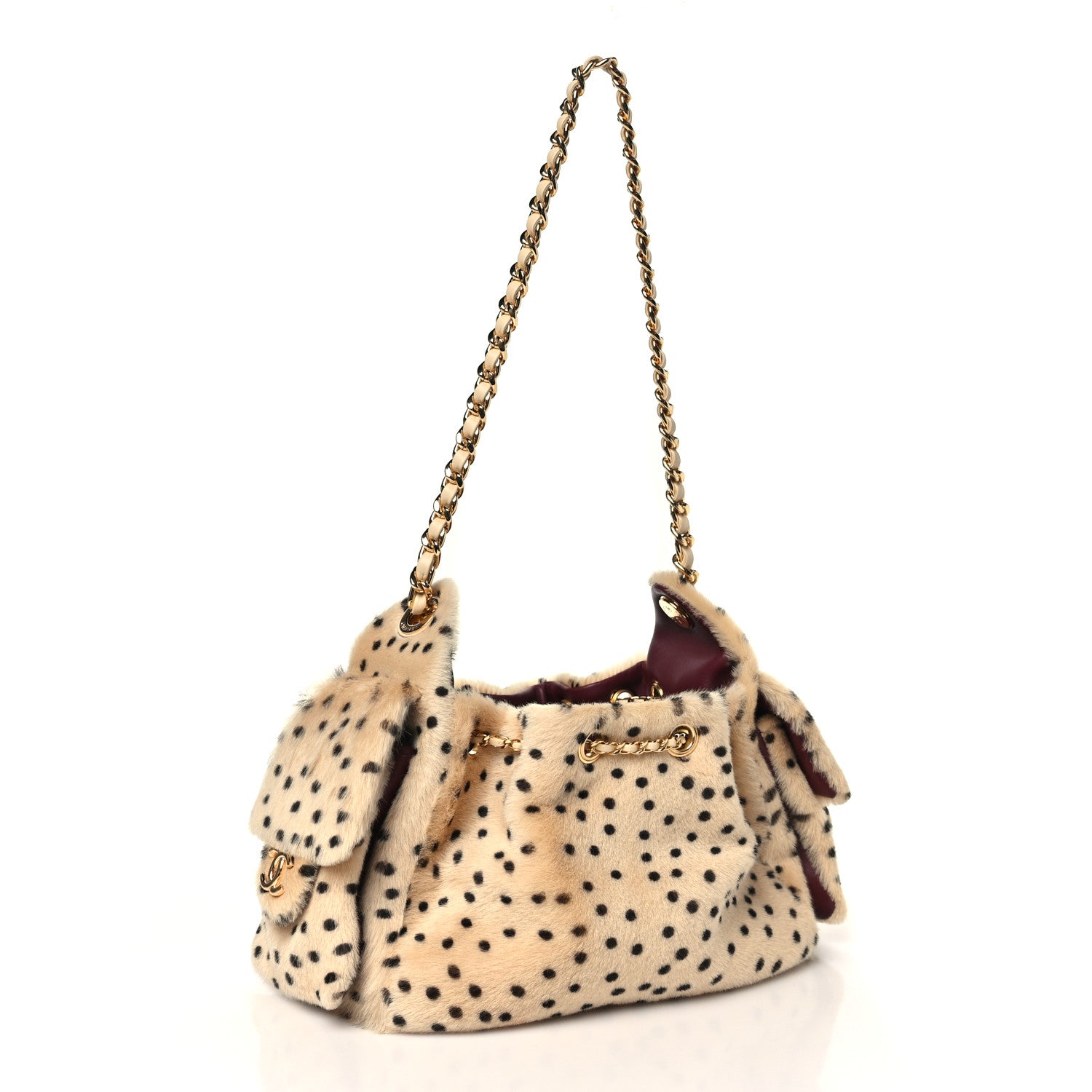 Pony Hair Mini Chanel 25 Handbag Beige Black — view 2