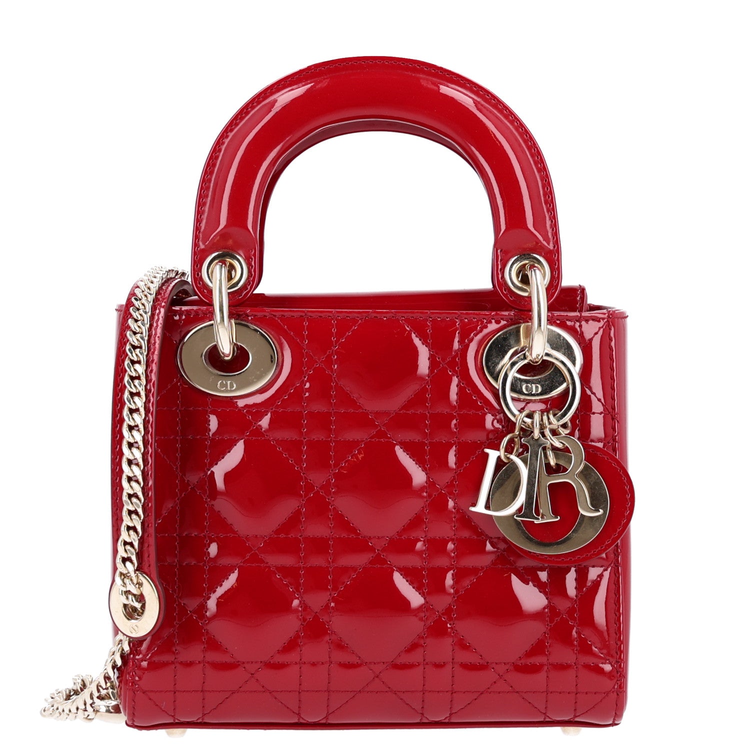 Patent Cannage Mini Lady Dior Red