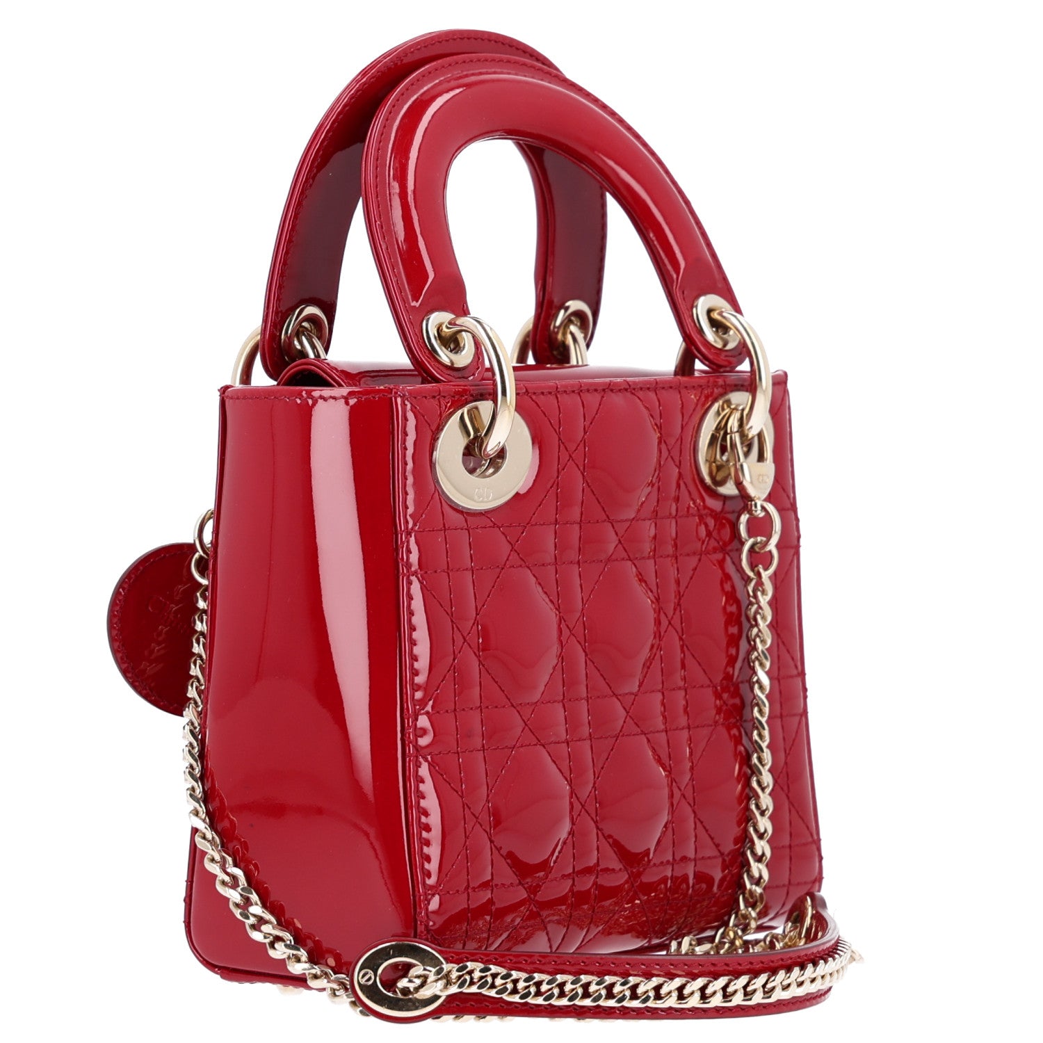 Patent Cannage Mini Lady Dior Red — view 3