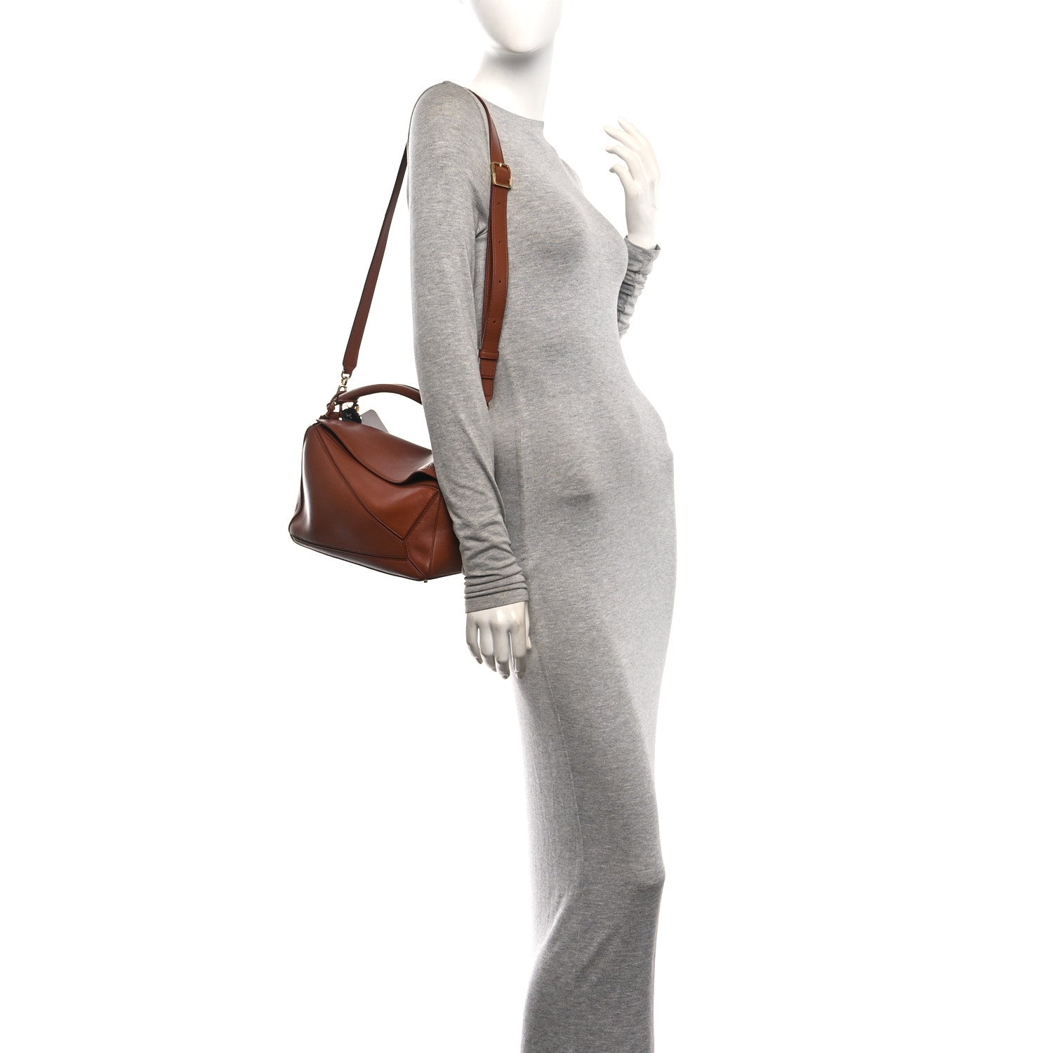 Nappa Lambskin Small Featherlight Puzzle Bag Pecan — view 2