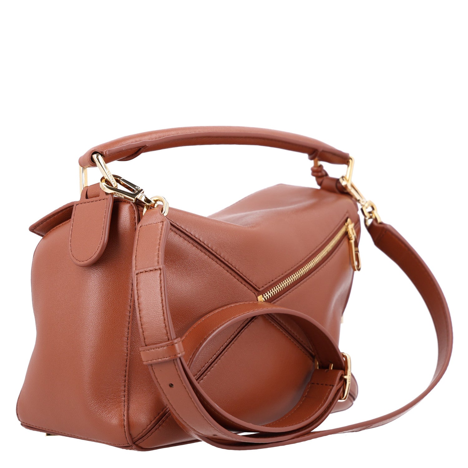 Nappa Lambskin Small Featherlight Puzzle Bag Pecan — view 3