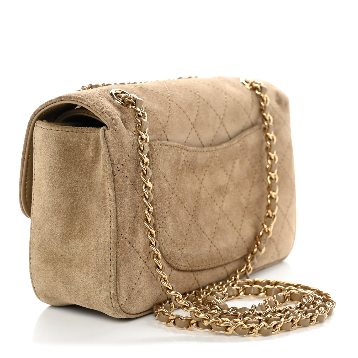 Suede Calfskin Mini Souplissimo Flap Dark Beige — view 3