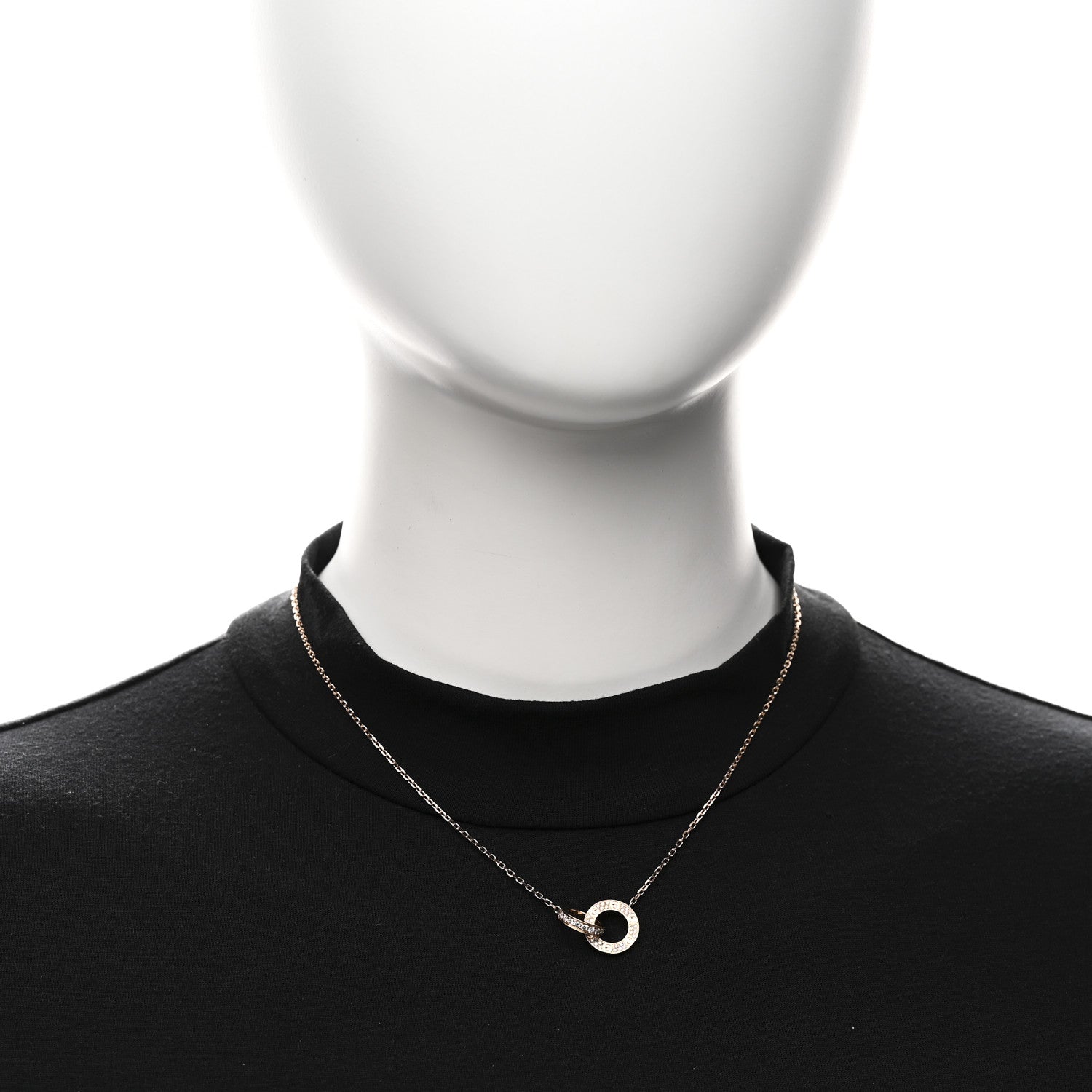 18K Pink Gold Diamond Interlocking LOVE Paved Necklace — view 2