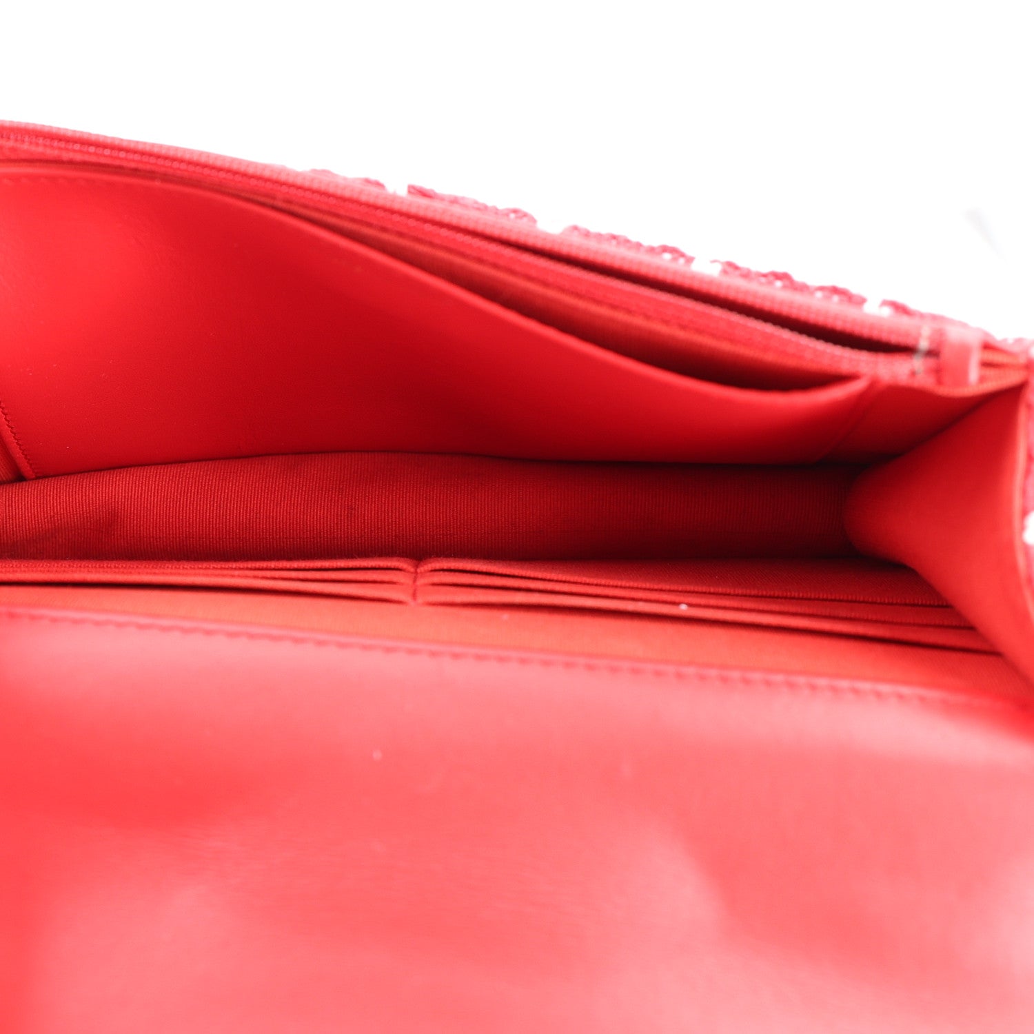 Tweed Quilted Chanel 19 Wallet On Chain WOC Red White — view 5