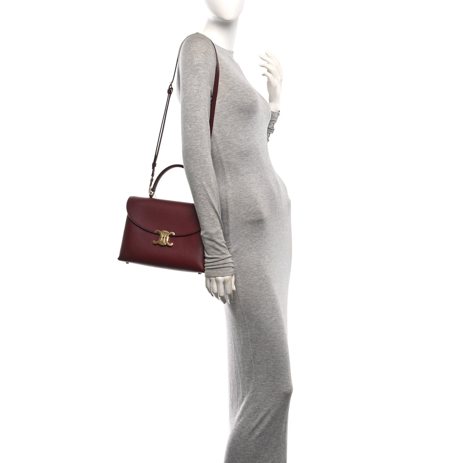 Supple Grained Calfskin Medium Nino Light Burgundy — view 2