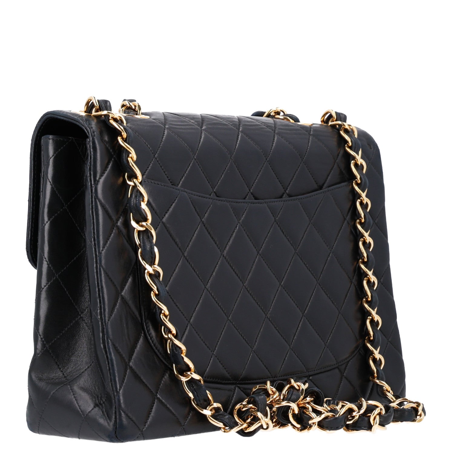 Lambskin Quilted Jumbo Single Flap Black — view 5