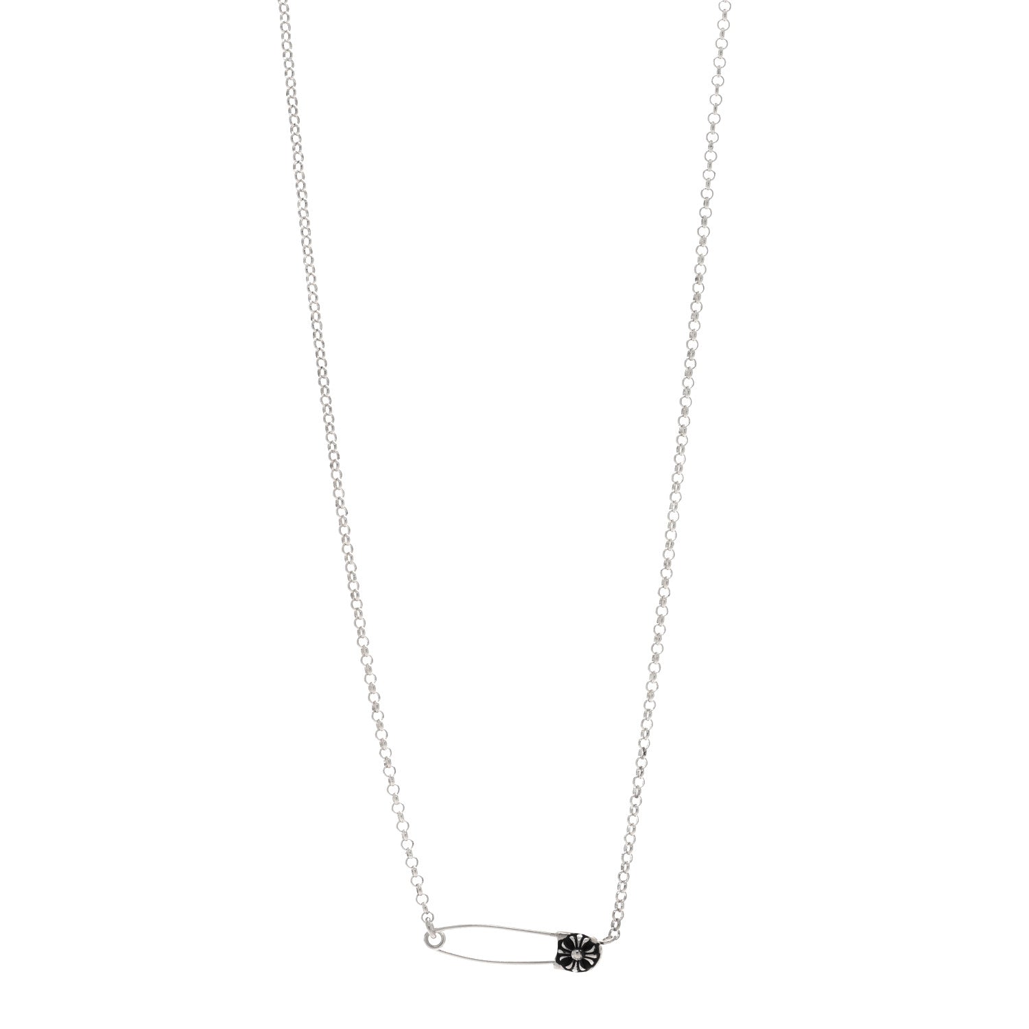 Sterling Silver Safety Pin Pendant Necklace