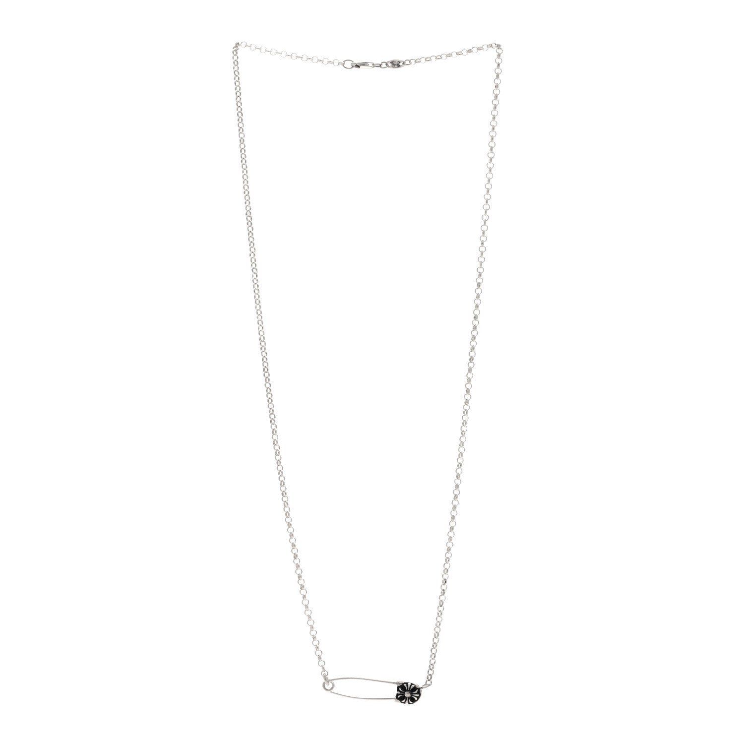 Sterling Silver Safety Pin Pendant Necklace — view 3