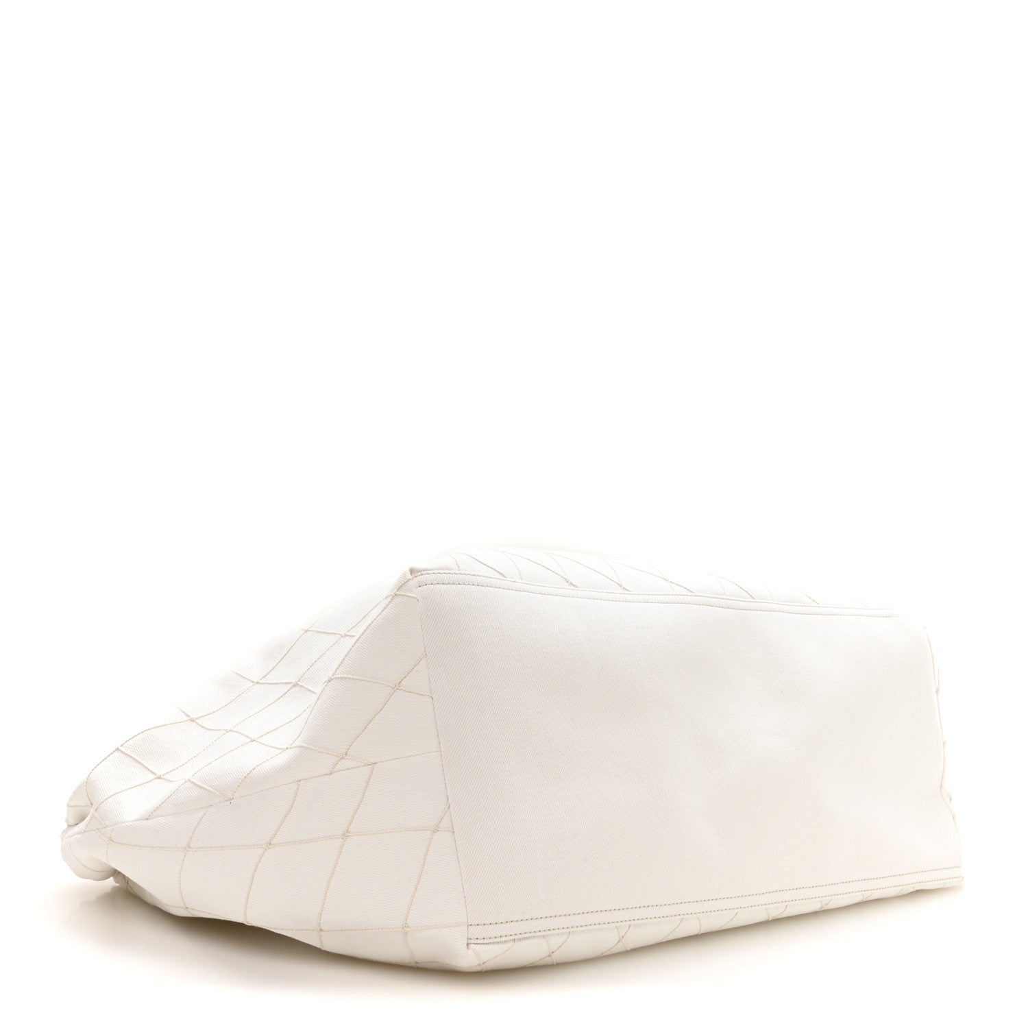 Denim Calfskin Quilted Coco Beach Small Shopping Tote White Black — view 5