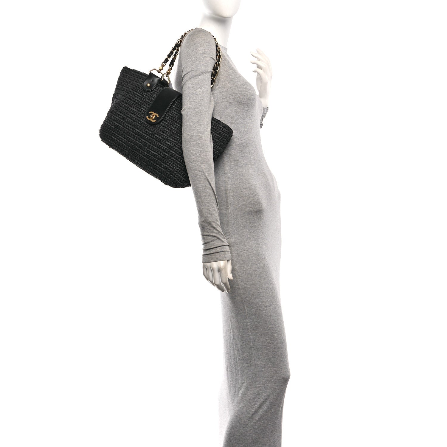 Straw Raffia Tote Black — view 2
