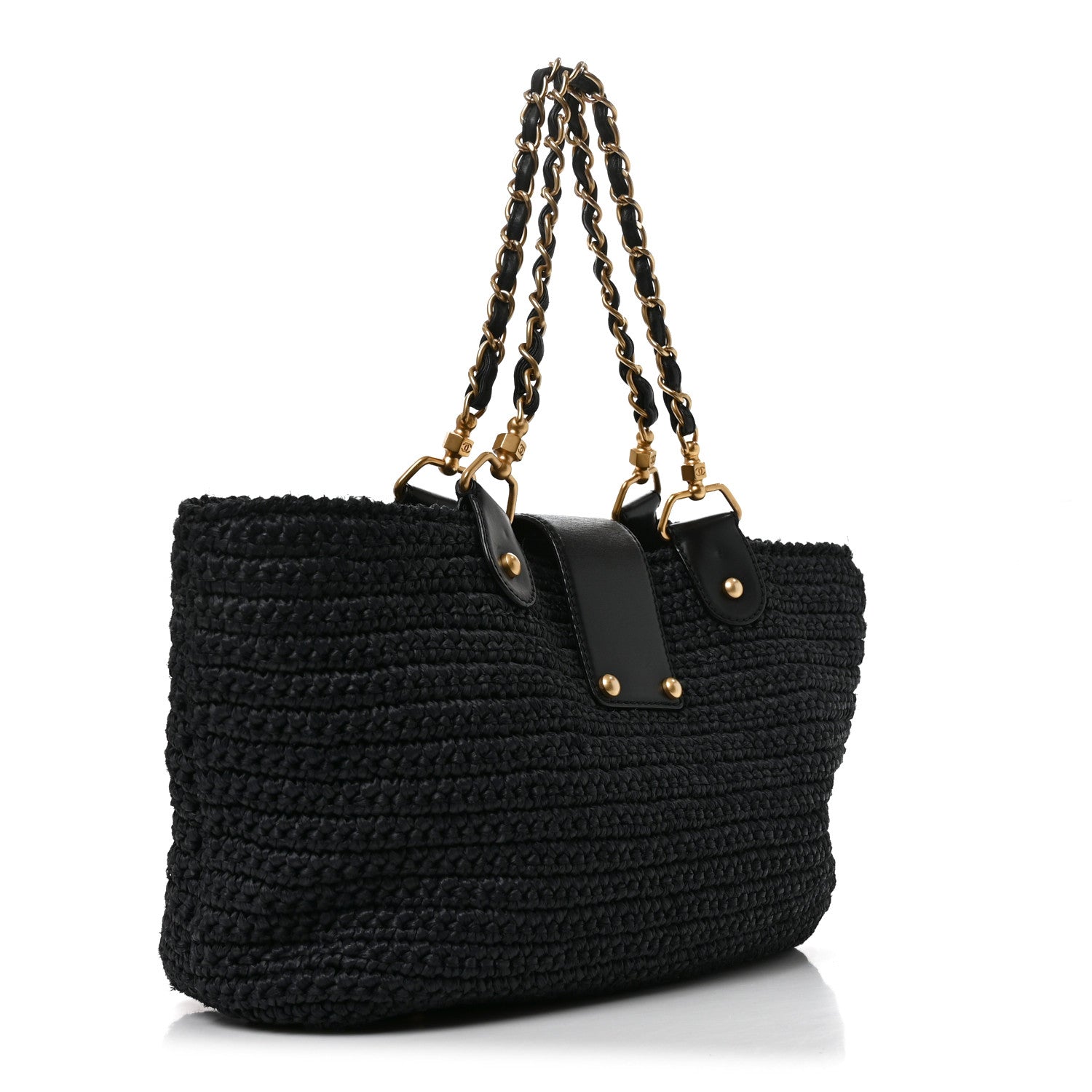 Straw Raffia Tote Black — view 3
