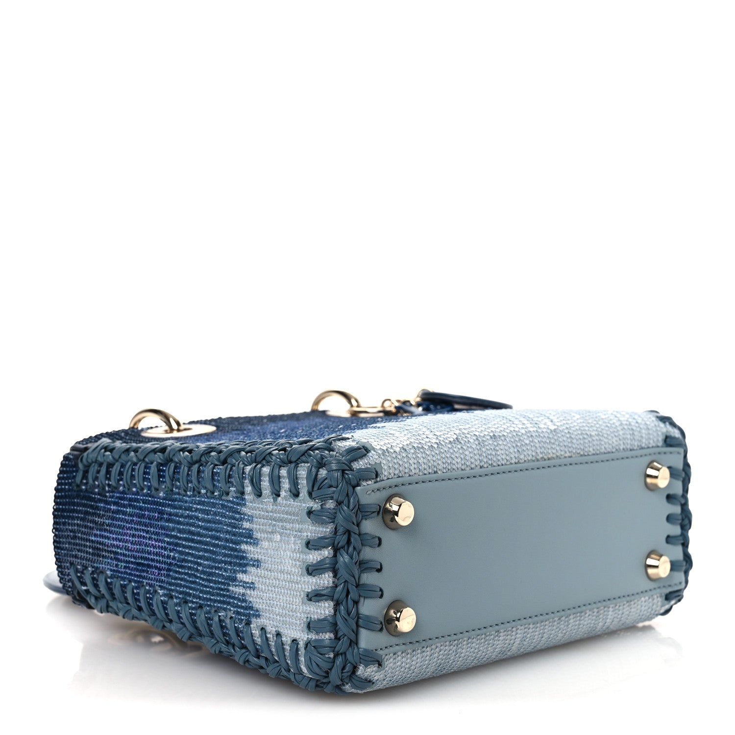 Calfskin Sequin Gradient Stitched Small Lady Dior Blue — view 4