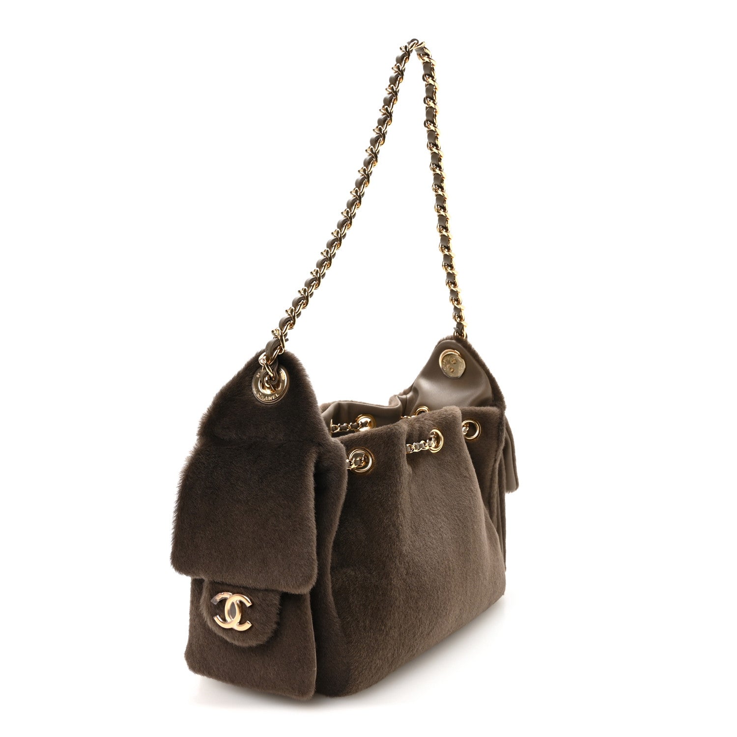 Pony Hair Mini Chanel 25 Handbag Dark Khaki — view 3