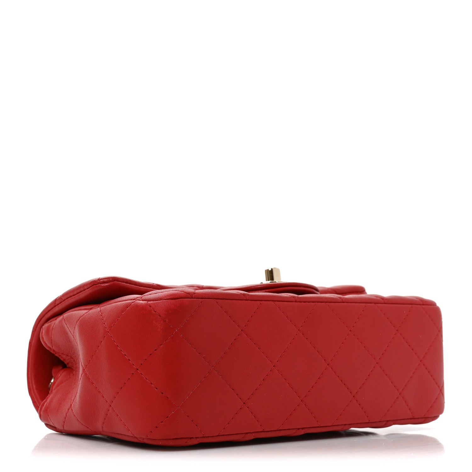 Lambskin Quilted Mini Rectangular Flap Red — view 4