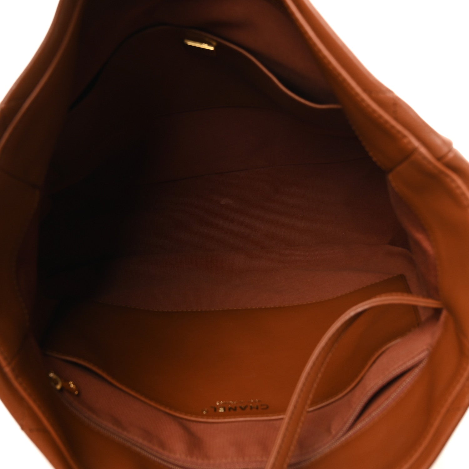Calfskin Quilted Braided Handle Chain Hobo Brown — view 5