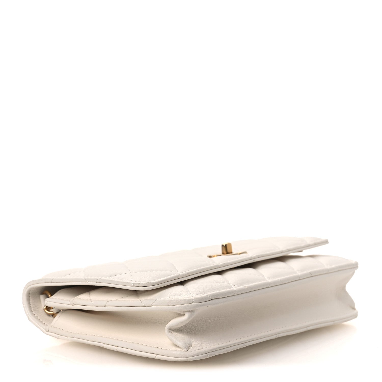 Lambskin Quilted CC Pearl Crush Wallet on Chain WOC White — view 4