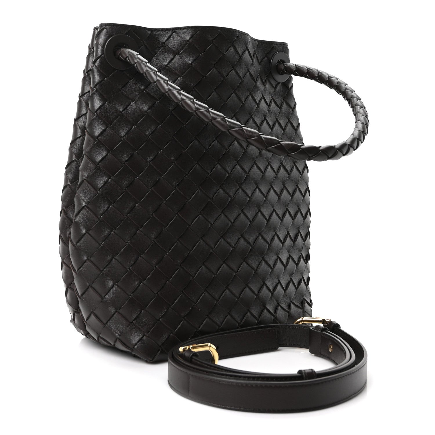 Nappa Intrecciato Small Andiamo Bucket Bag Fondant — view 3