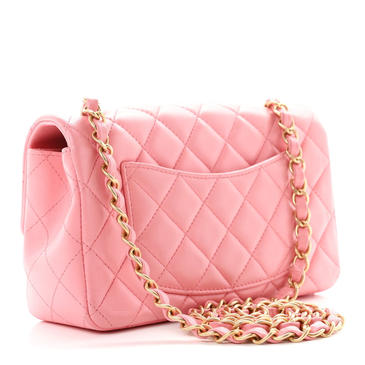 Lambskin Quilted Mini Rectangular Flap Pink — view 3