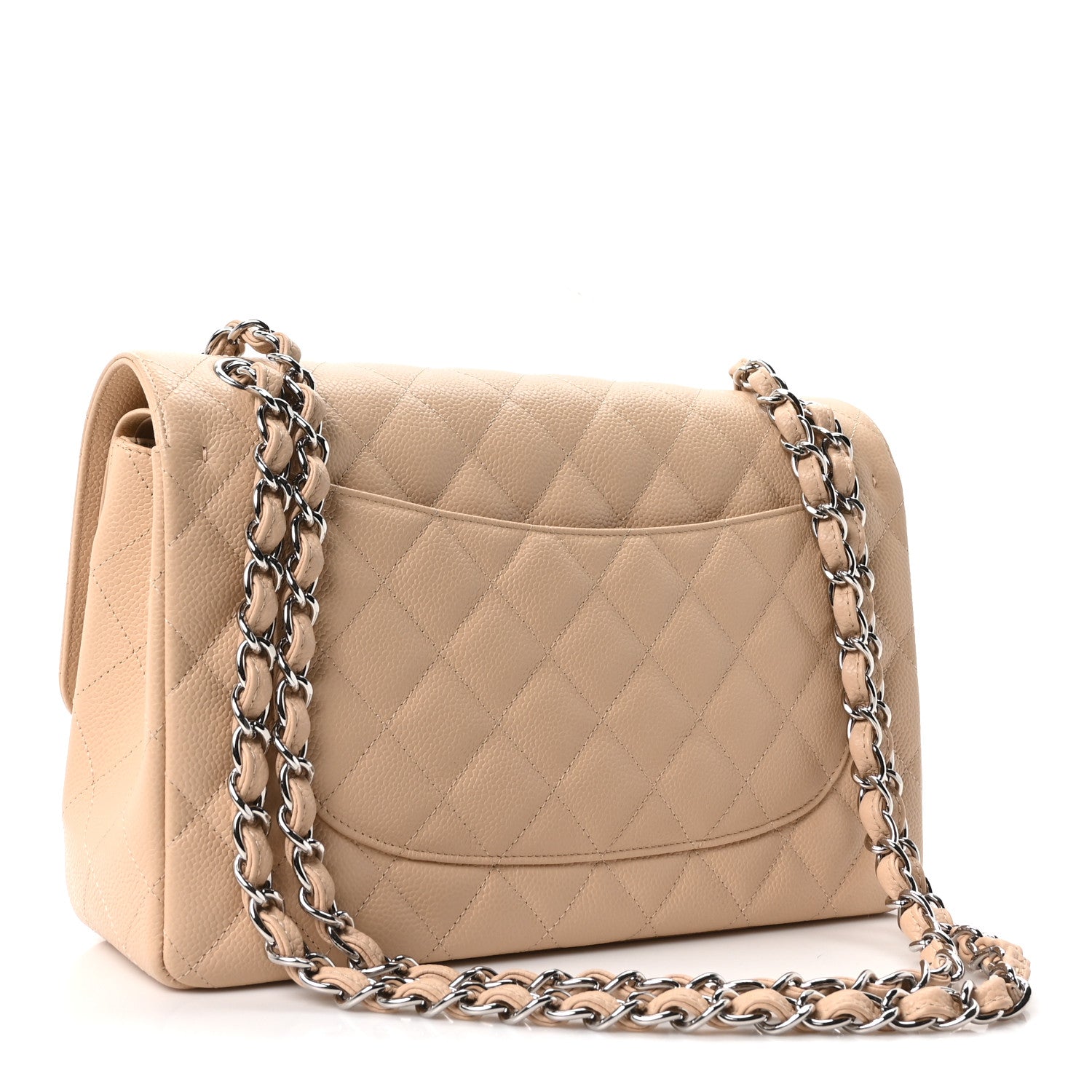 Caviar Quilted Jumbo Double Flap Beige Clair — view 3
