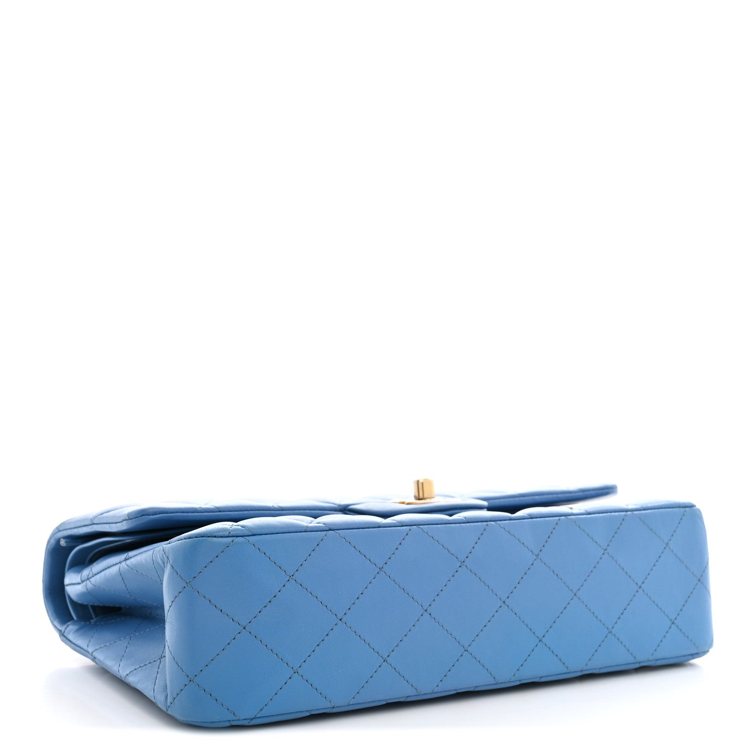 Lambskin Quilted Medium Double Flap Blue — view 4