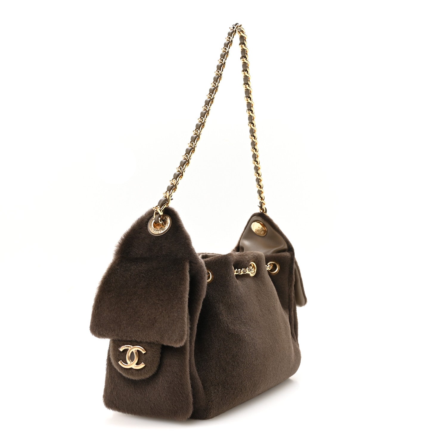 Pony Hair Mini Chanel 25 Handbag Dark Khaki — view 3
