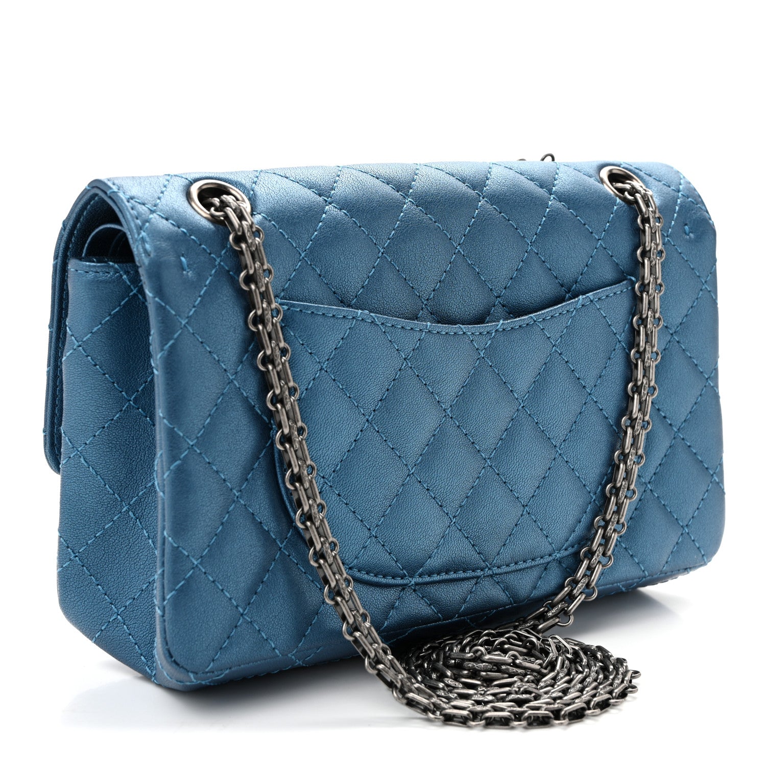 Metallic Sheepskin Quilted 2.55 Reissue 225 Flap  Blue — view 2