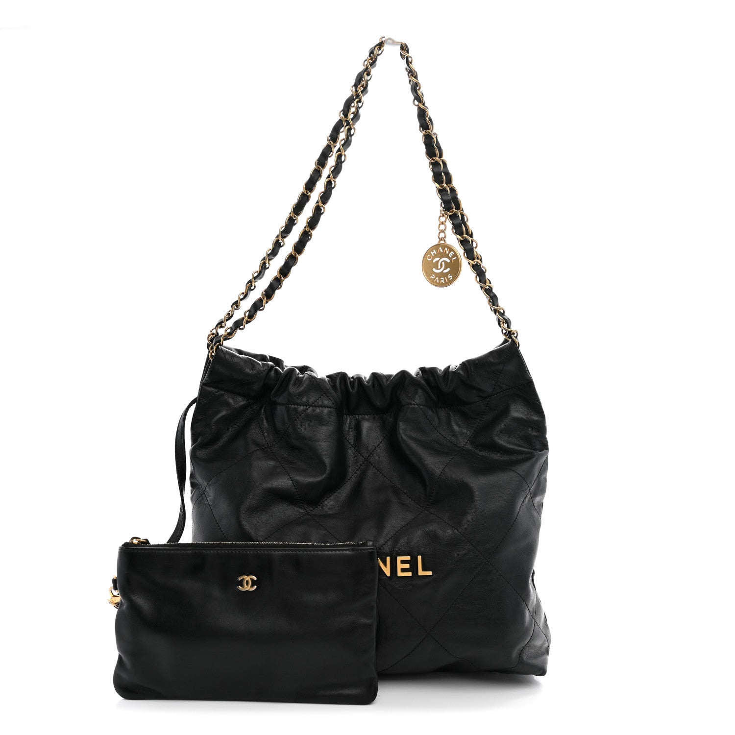 Shiny Calfskin Quilted Small Chanel 22 Black — view 3