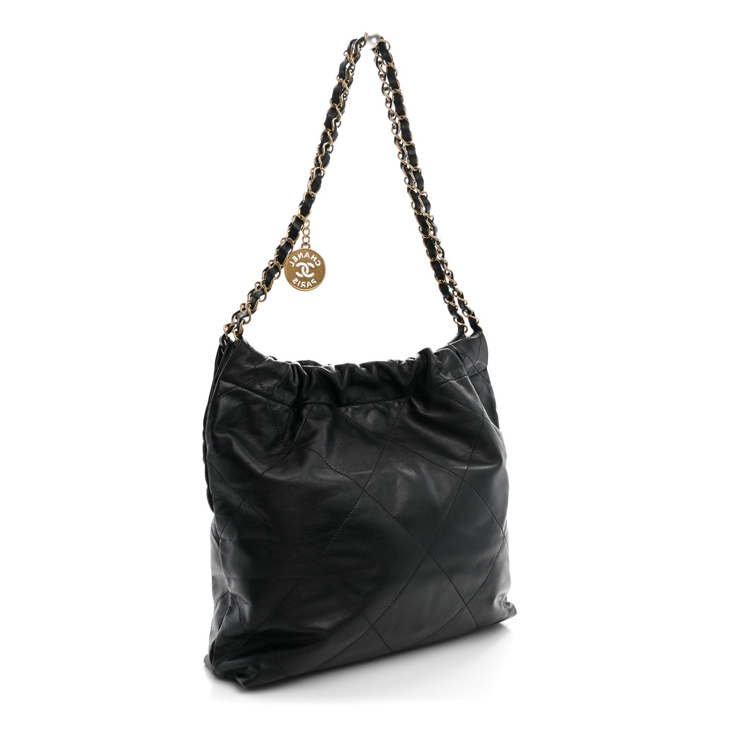 Shiny Calfskin Quilted Small Chanel 22 Black — view 4