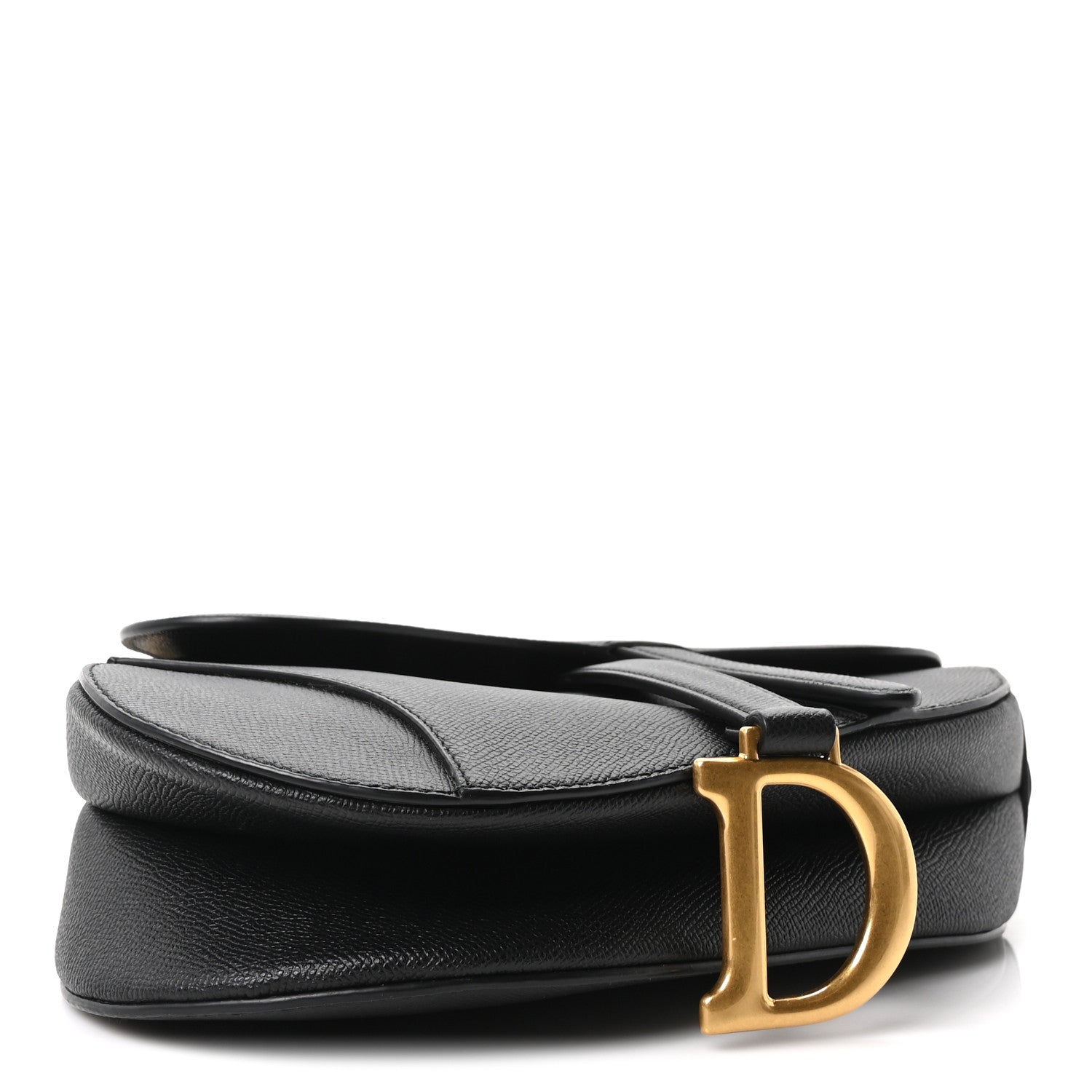 Grained Calfskin Saddle Bag With Strap Black — view 4
