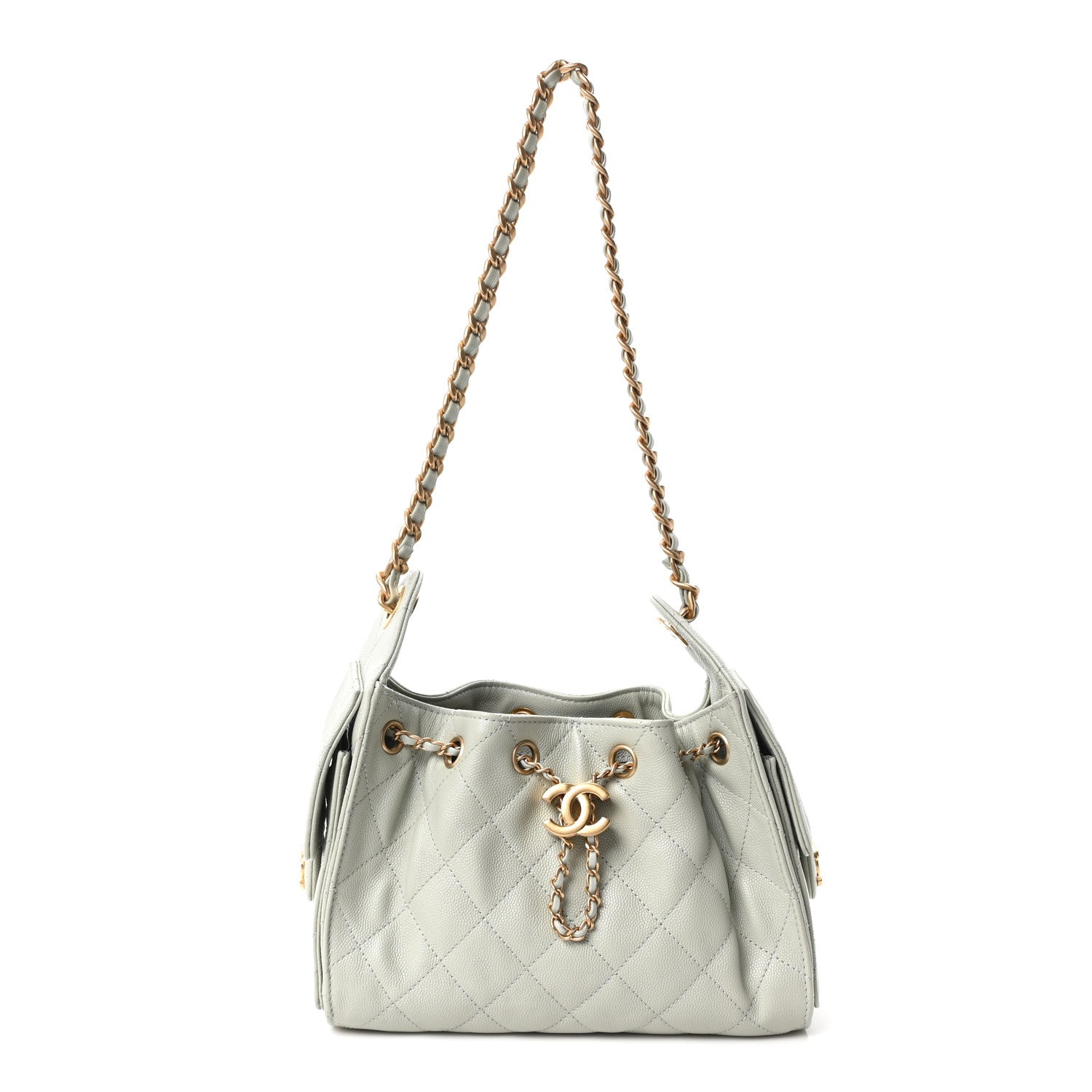 Caviar Quilted Mini Chanel 25 Handbag Light Green