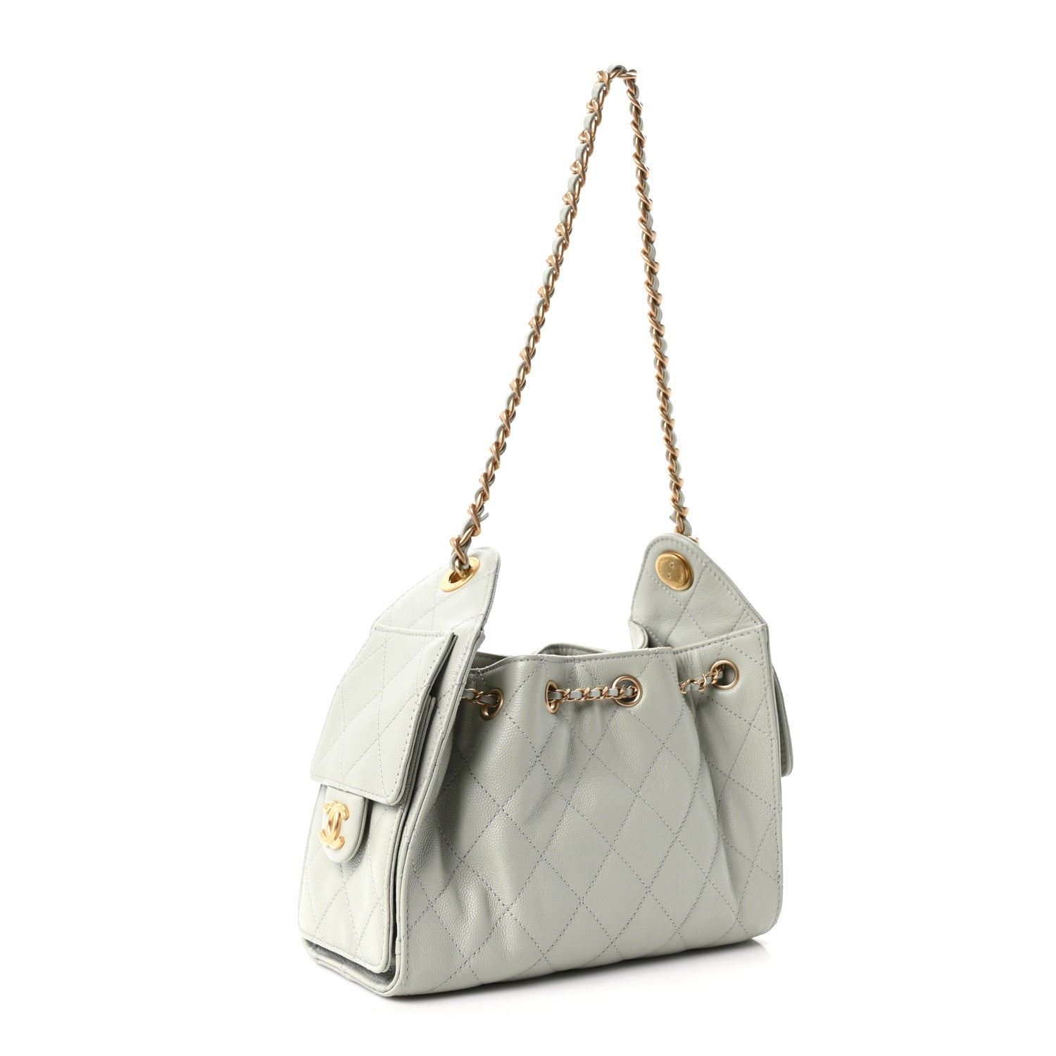 Caviar Quilted Mini Chanel 25 Handbag Light Green — view 3