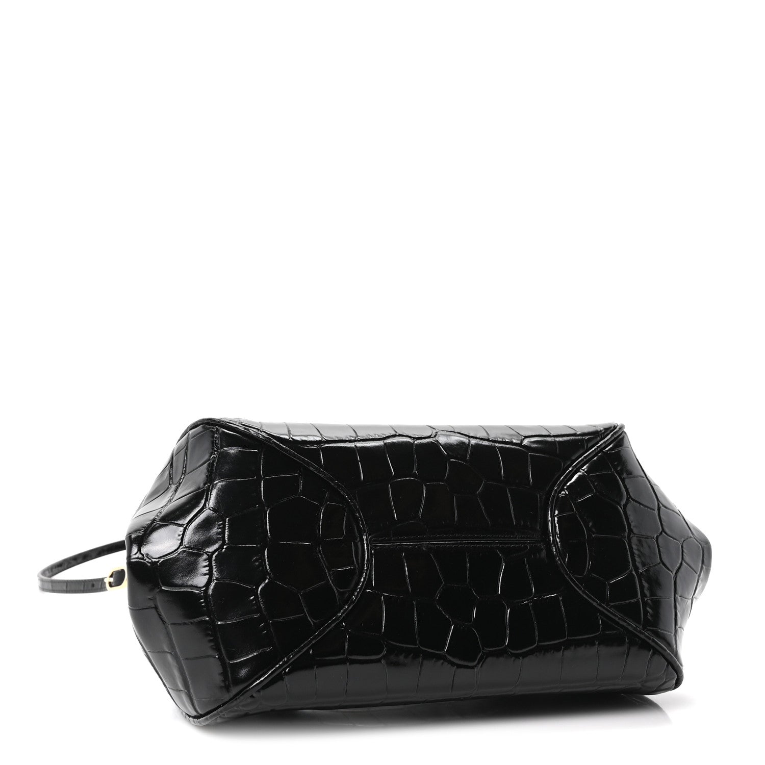 Calfskin Crocodile Embossed Pretty CC Clutch With Strap Black — view 4