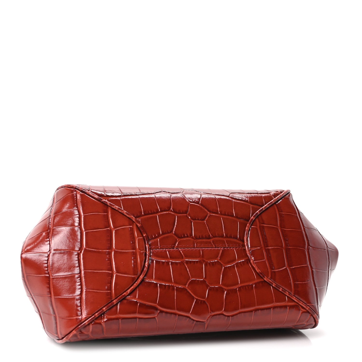 Calfskin Crocodile Embossed Pretty CC Clutch With Strap Burgundy — view 4
