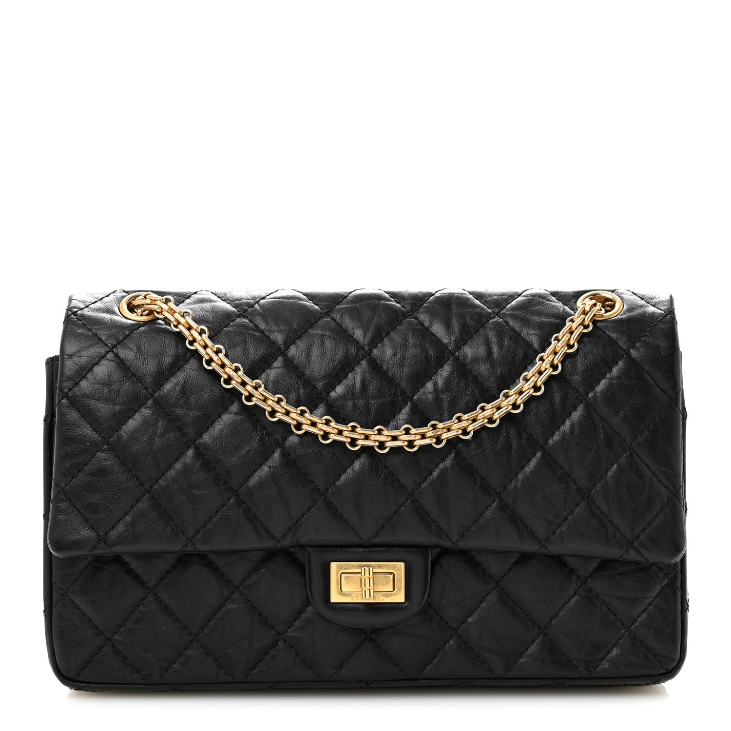 Aged Calfskin Quilted 2.55 Reissue 226 Flap Black