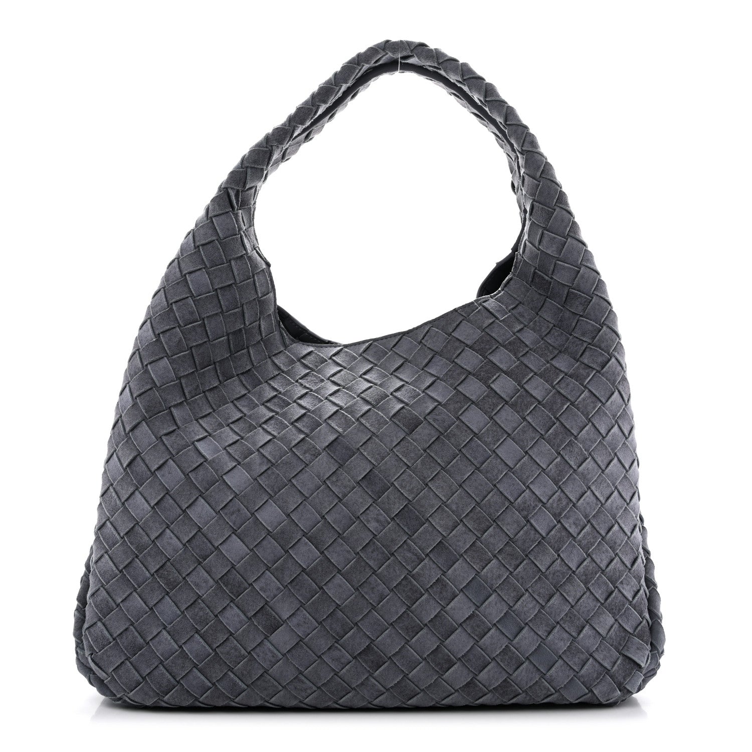 Suede Intrecciato Large Campana Shoulder Bag Cloudy Indigo
