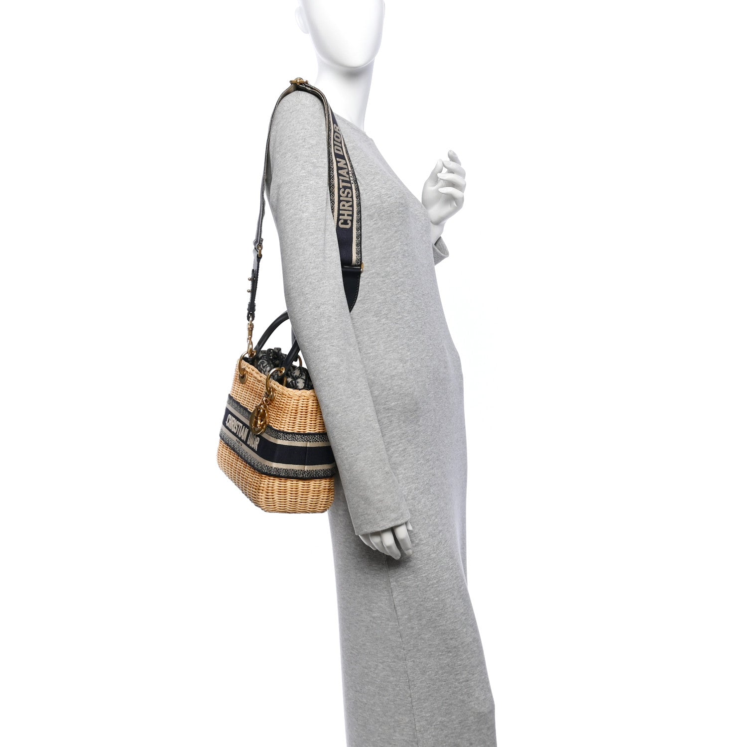 Wicker Oblique Medium Lady Dior Bag Blue — view 2