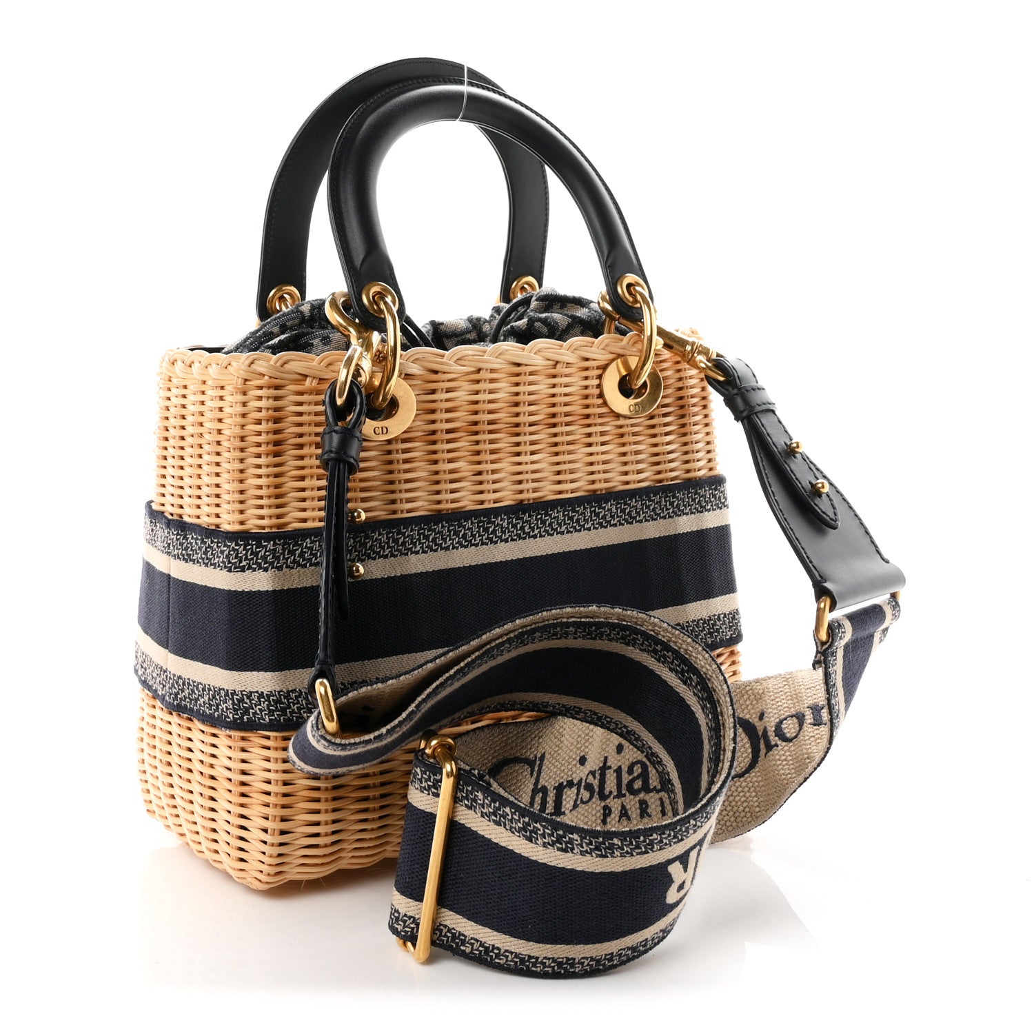 Wicker Oblique Medium Lady Dior Bag Blue — view 3