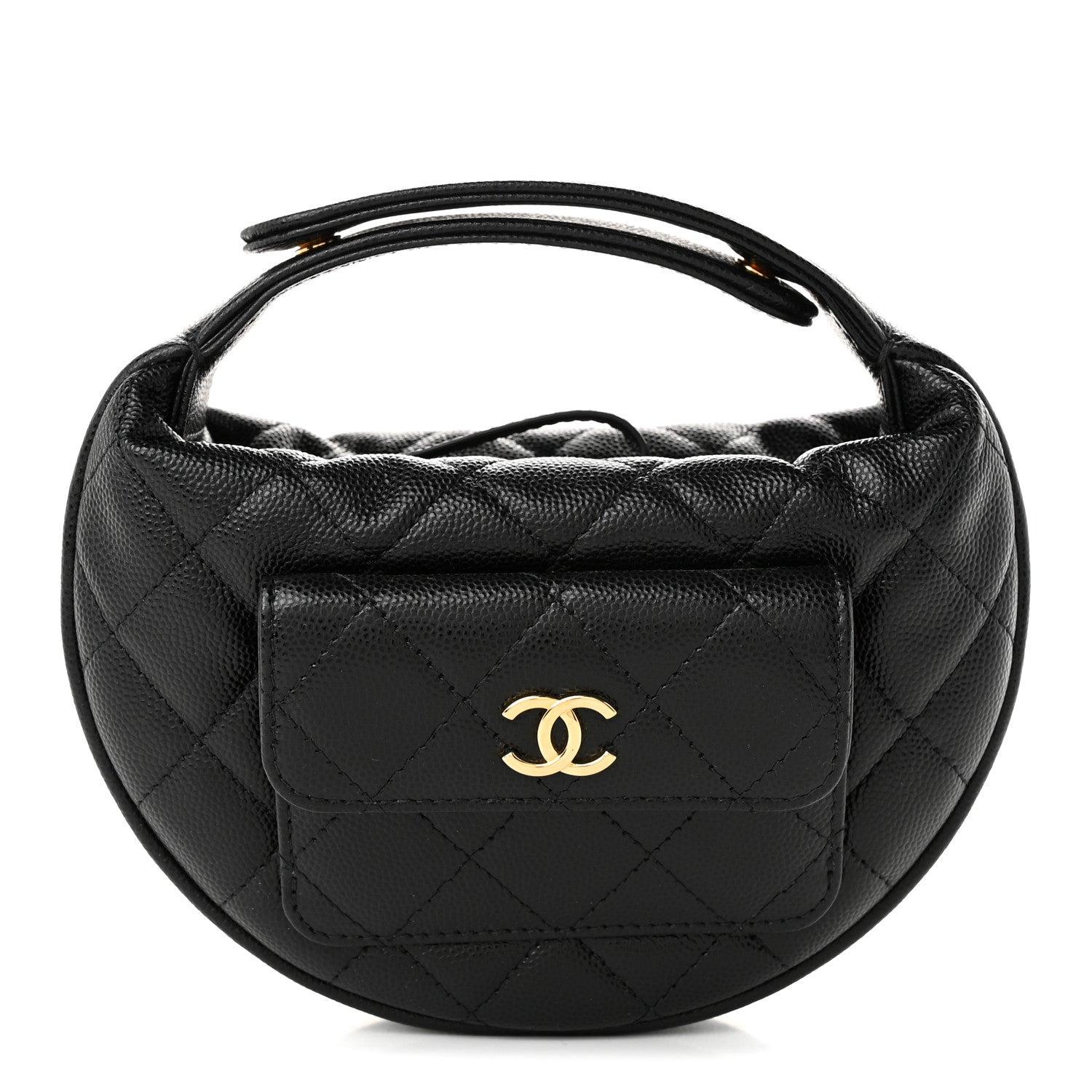 Caviar Quilted Polly Pocket Pouch Hobo Black