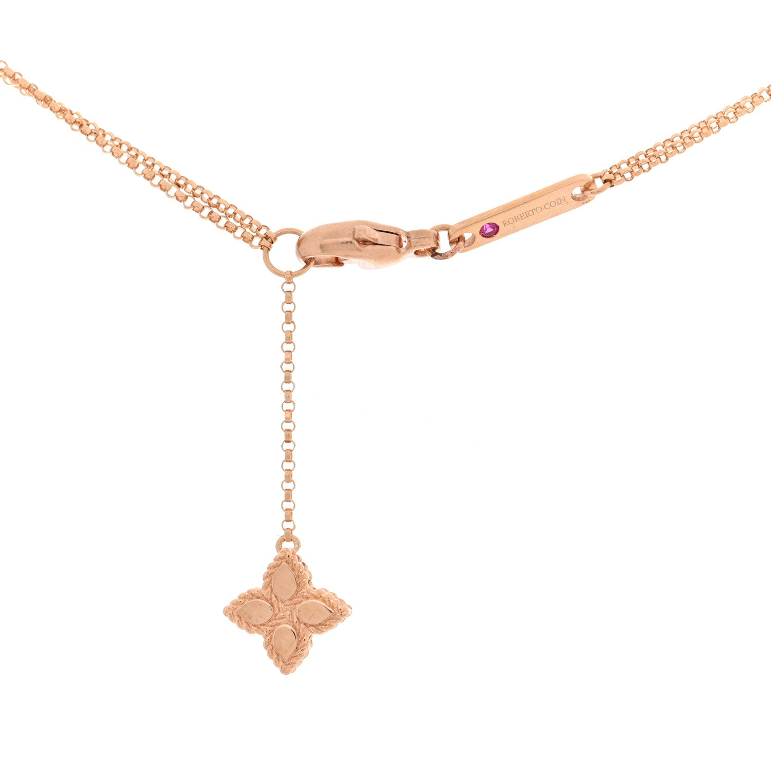 18K Rose White Gold Large Princess Flower Pendant Necklace — view 4