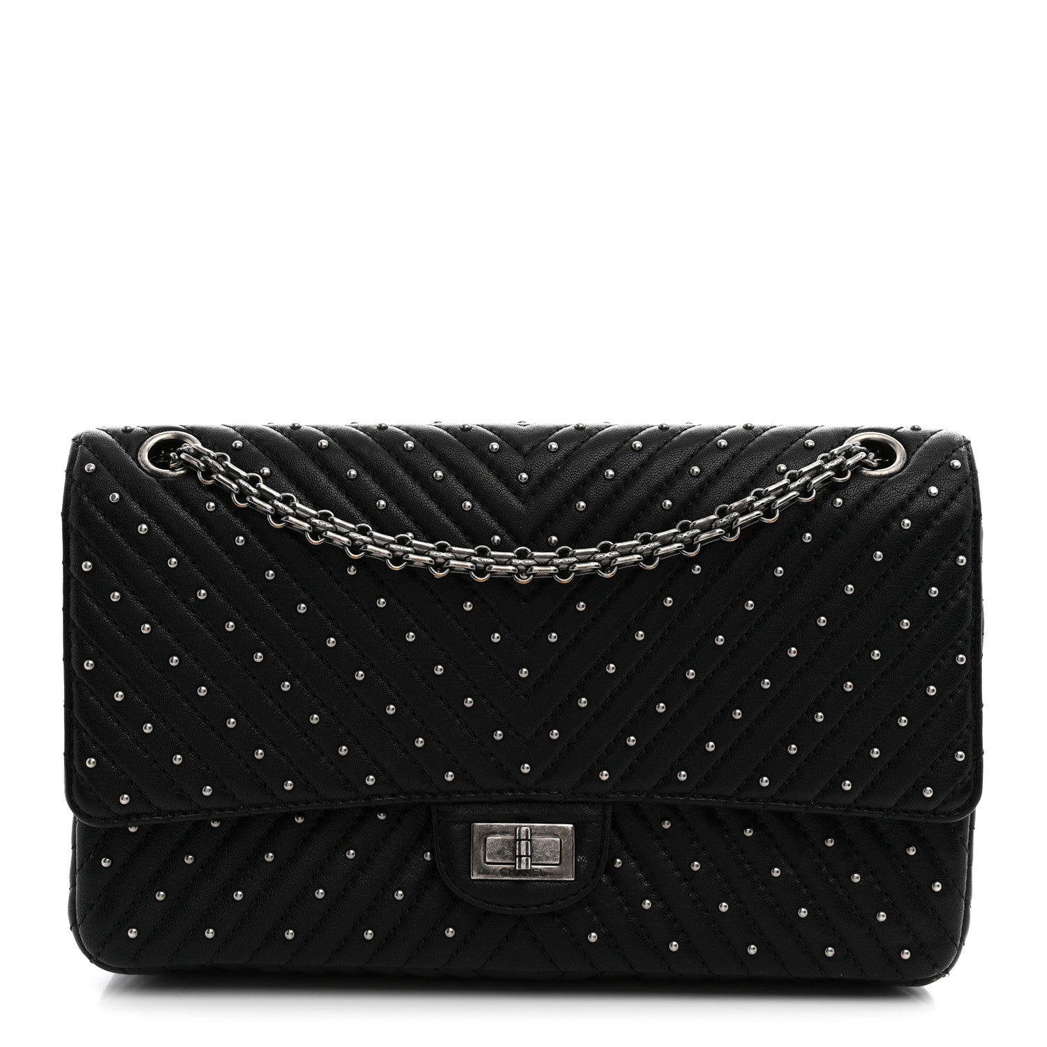 Sheepskin Chevron Quilted Studded 2.55 Reissue 226 Flap Black