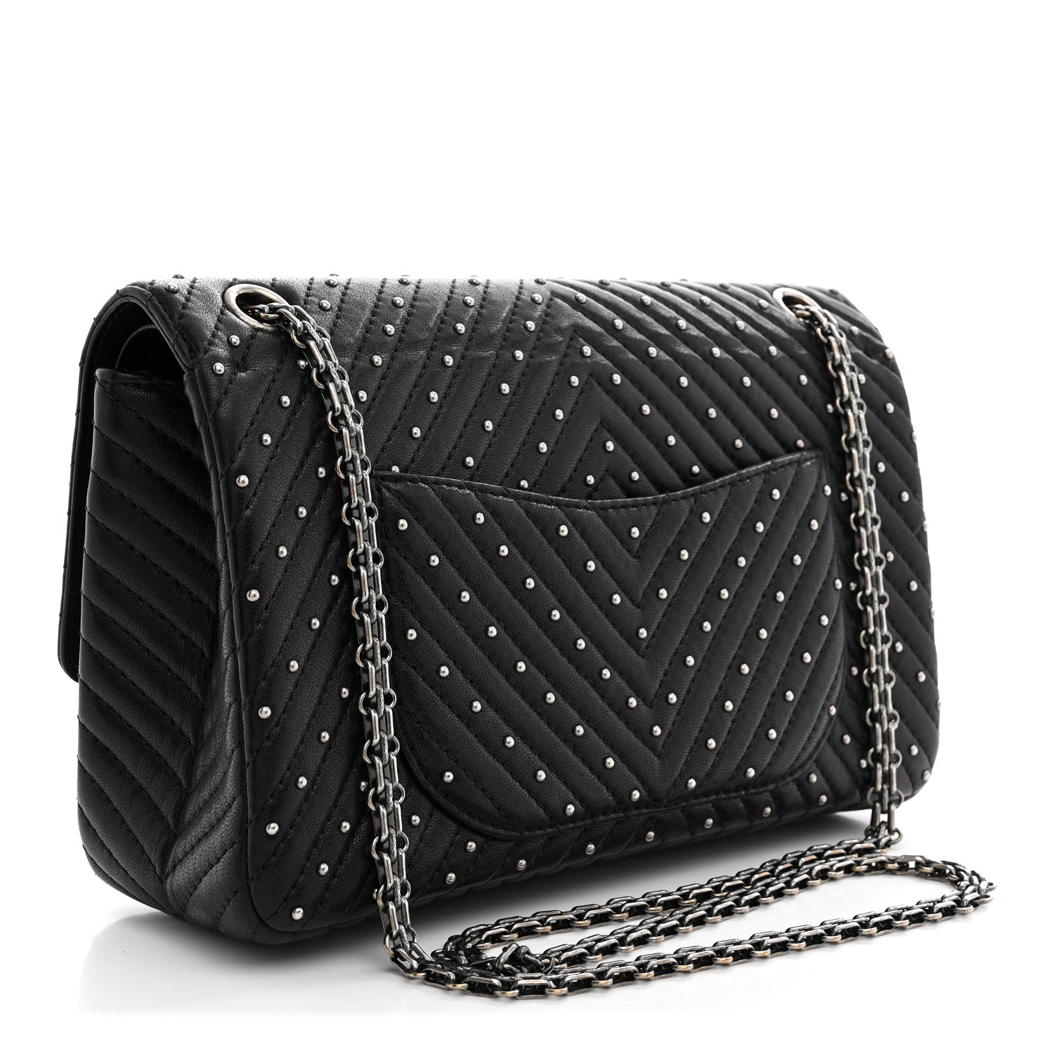 Sheepskin Chevron Quilted Studded 2.55 Reissue 226 Flap Black — view 3