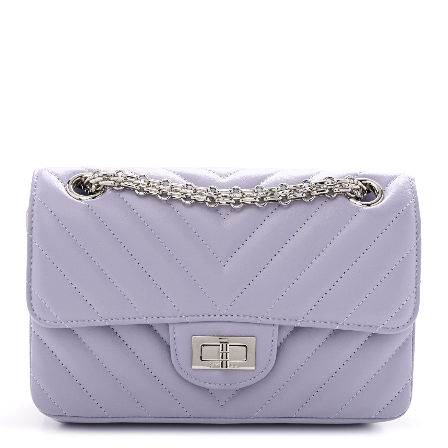 Aged Calfskin Chevron Quilted 2.55 Reissue Mini Flap Light Purple