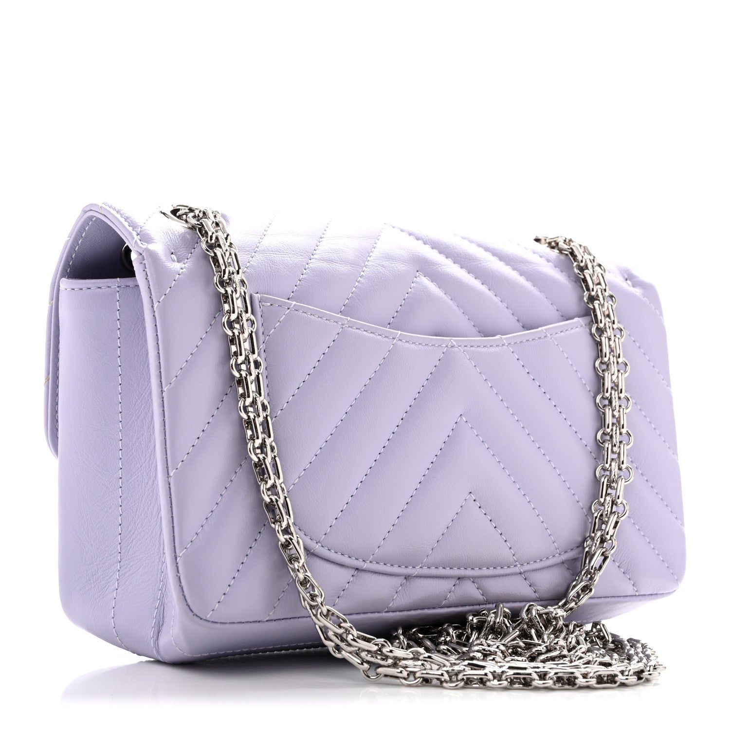 Aged Calfskin Chevron Quilted 2.55 Reissue Mini Flap Light Purple — view 3