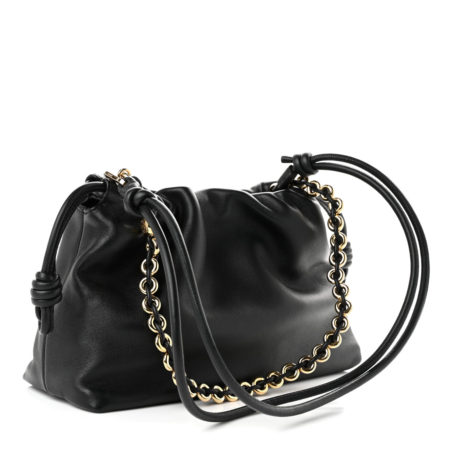 Mellow Nappa Medium Donut Chain Flamenco Knot Clutch Black — view 3