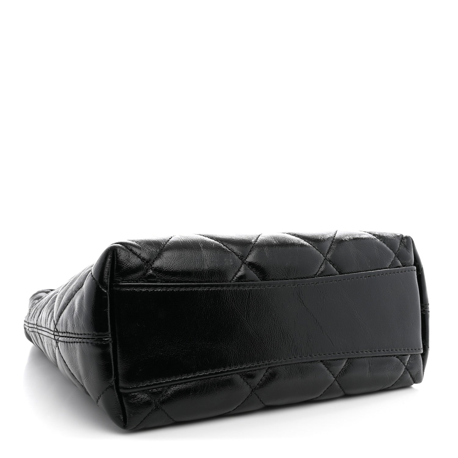 Shiny Crumpled Lambskin Quilted Small CC Funky Town Hobo Black — view 4