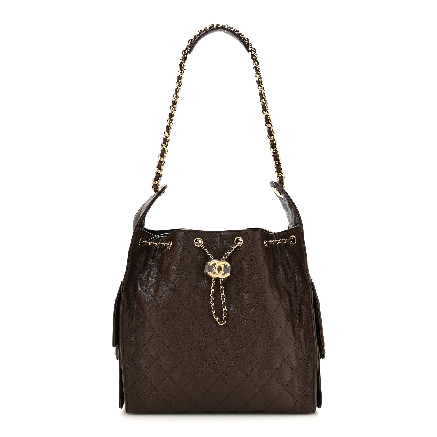 Caviar Quilted Medium Chanel 25 Handbag Dark Brown