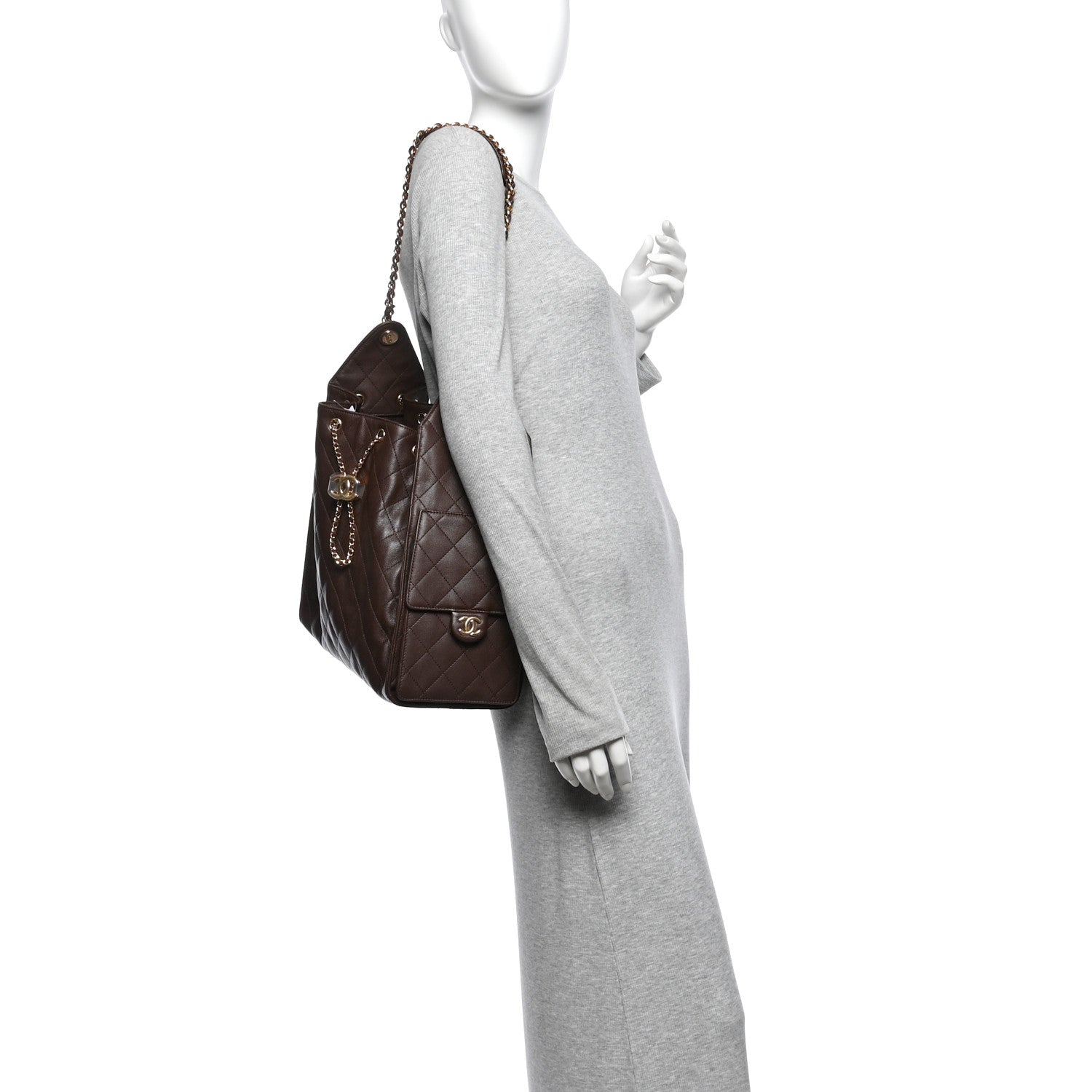 Caviar Quilted Medium Chanel 25 Handbag Dark Brown — view 2