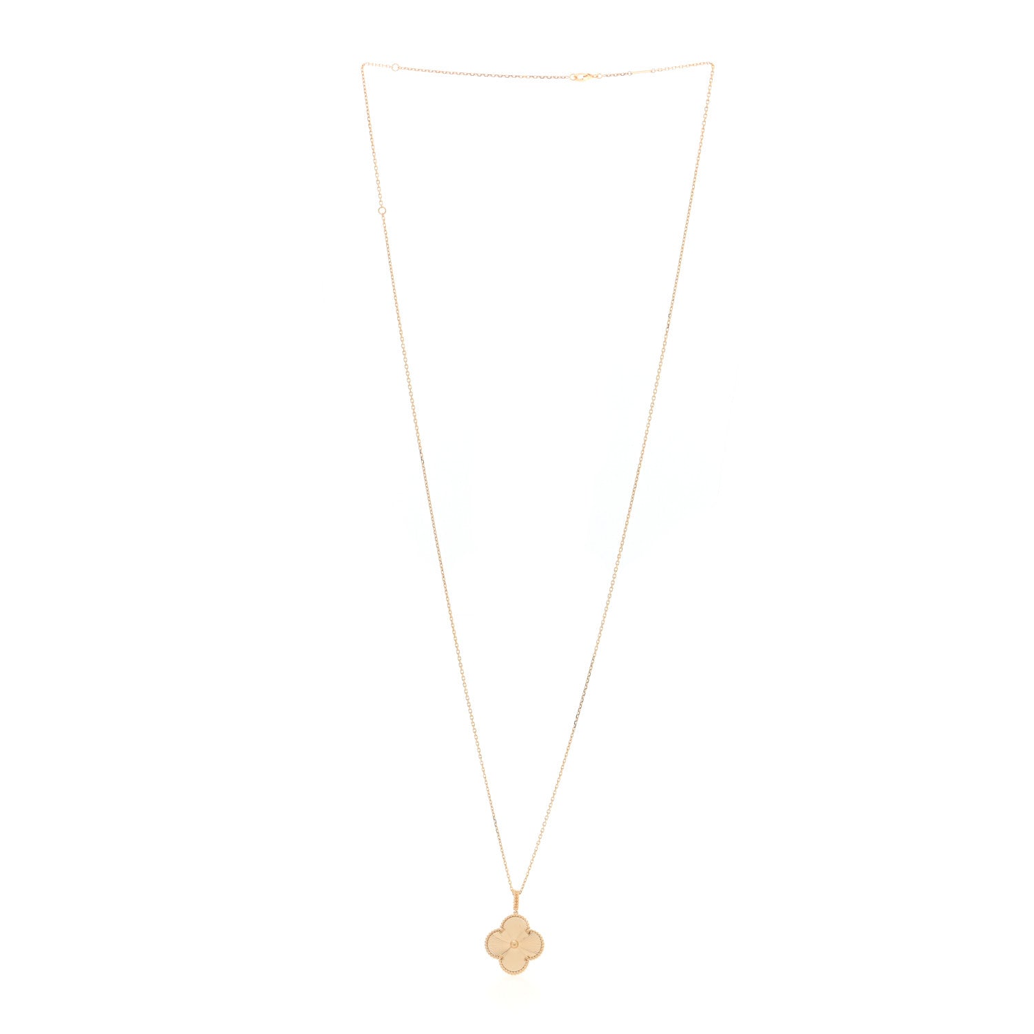 18K Yellow Gold Guilloche Magic Alhambra Long Necklace — view 3
